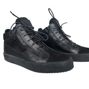 Giuseppe Zanotti Black Leather and Velvet Men's Sneakers